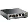 TP-Link TL-SG1005P 5-Port Gigabit Netzwerk Switch mit 4 x PoE-Ports 802.3af unmanaged Lüfterlos Metallgehäuse Anthrazit