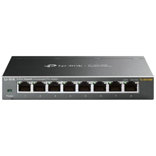 TP-Link TL-SG108E 8-Port Gigabit Easy Smart Managed Netzwerk Switch Lüfterlos QoS VLAN Metallgehäuse schwarz-metallic (USED_A)