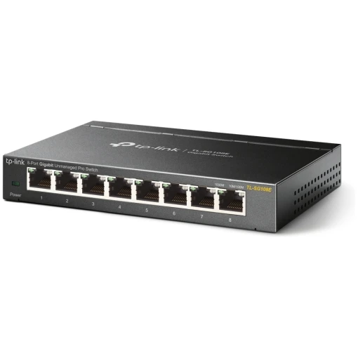 TP-Link TL-SG108E 8-Port Gigabit Easy Smart Managed Netzwerk Switch Lüfterlos QoS VLAN Metallgehäuse schwarz-metallic (USED_A) – Bild 2