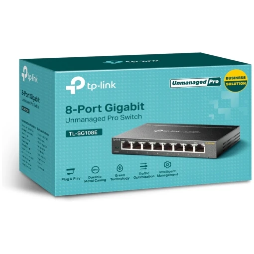 TP-Link TL-SG108E 8-Port Gigabit Easy Smart Managed Netzwerk Switch Lüfterlos QoS VLAN Metallgehäuse schwarz-metallic (USED_A) – Bild 3