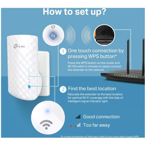 TP-Link RE190 AC750 Dual Band WLAN Repeater Verstärker bis 750Mbit/s 2.4GHz/5GHz (WPS, App Steuerung, LED abschaltbar) weiß (USED_A) – Bild 6