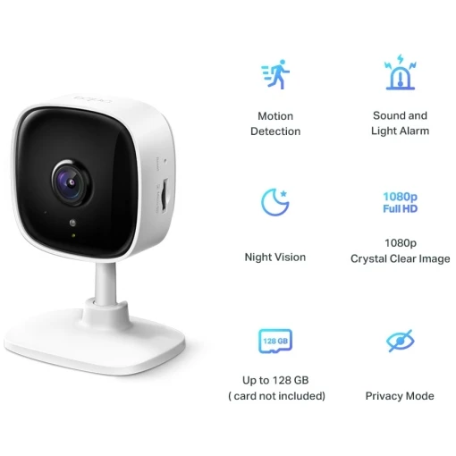 TP-Link Tapo C100 Sicherheits WLAN IP Überwachungskamera Indoor Ton-/Lichtalarm Nachtsicht Full-HD 1080p – Bild 2