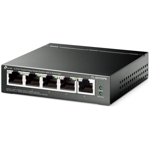 TP-Link TL-SG105PE 5-Port Gigabit Easy Smart Switch 4xPoE+ Ports VLAN QoS IGMPv3 Metallgehäuse schwarz-metallic – Bild 2