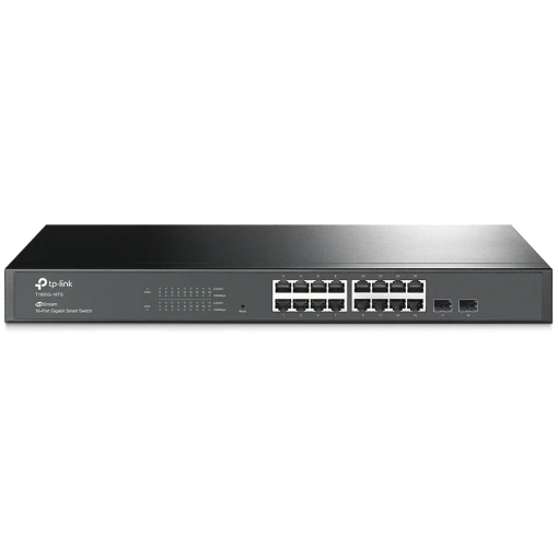 TP-Link Jetstream T1600G-18TS (TL-SG2216) 16-Port Gigabit Smart Switch mit 2xSFP-Slots 19-Zoll-Rack Metallgehäuse Schwarz