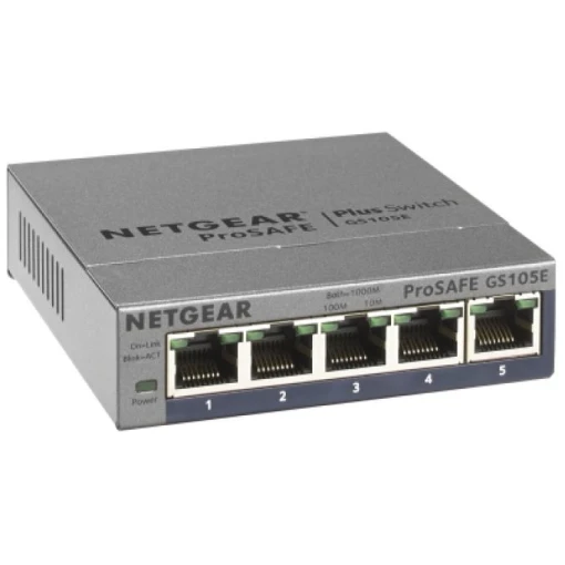 NETGEAR GS105E 5-Port Gigabit Ethernet Smart Managed Plus Desktop Switch