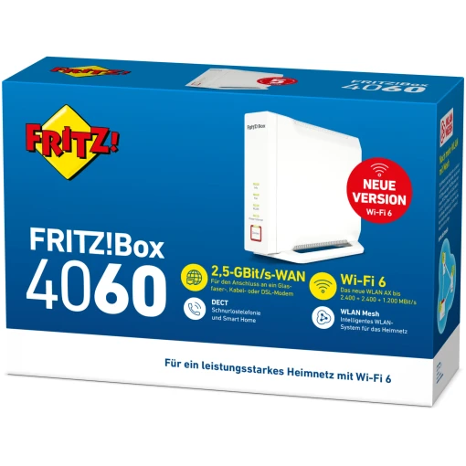 AVM FRITZ!Box 4060 - Wireless Router - 3-Port-Switch - GigE, 2.5 GigE - Wi-Fi 6 - Tri-Band - VoIP-Telefonadapter (DECT) – Bild 6